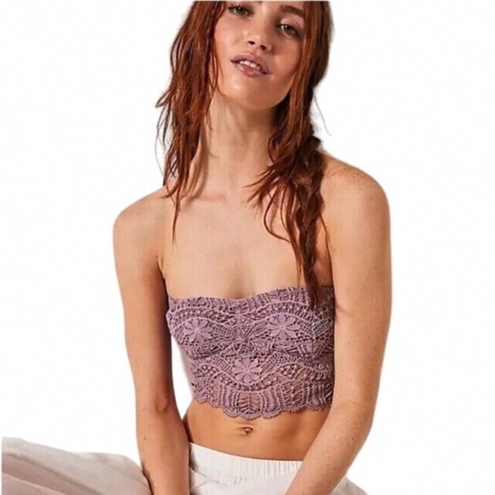 Lace Strapless Tube Top - Purple